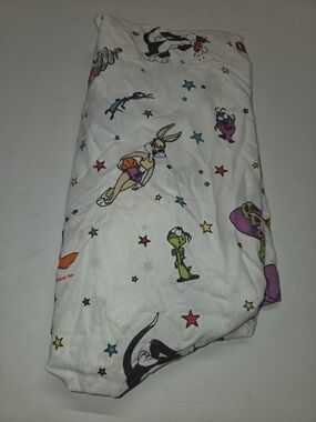 vintage 1996 Warner Bros. Looney Tunes Space Jam twin-size fitted sheet